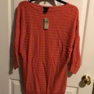 Ann Taylor Coral  Sweater with 3/4 Length Sleeves